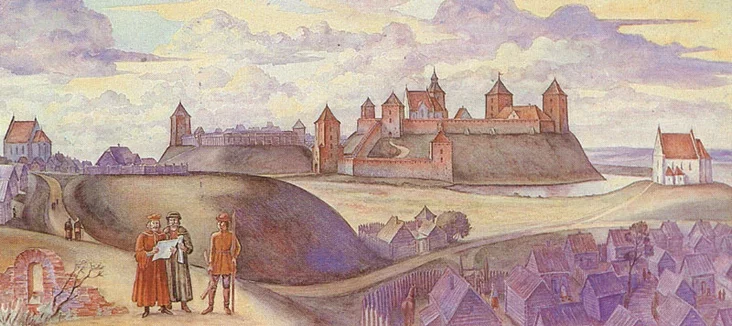 Navagrud Castle. Reconstruction of V. Stashchiuk Novohrudskij zamok. Riekonstrukcija V. Staŝuka Navahrudski zamak. Rekanstrukcyja V. Staščaniuka