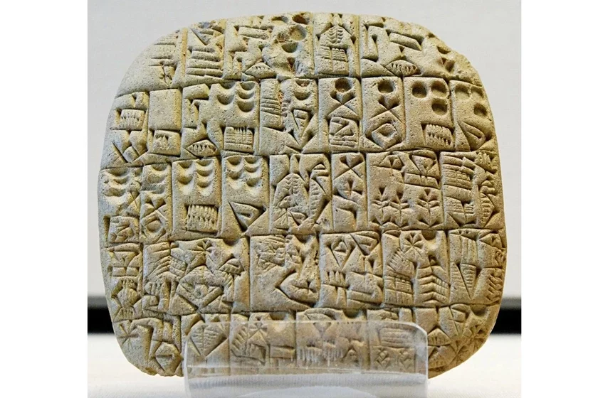 Clay tablet from Shuruppak with the text about the sale of a field and a house, ca. 2600 BC Hlinianaja tablička z Šuruppaka z tekstam ab prodažy pola i doma, kala 2600 h. da n. e. Hlinianaja tablička iz Šuruppaka s tiekstom o prodažie pola i doma, ok. 2600 h. do n. e.