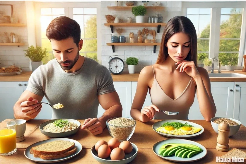 Men and women need different breakfast foods to lose weight Mužčinam i žienŝinam nužny raznyje produkty dla zavtraka, čtoby pochudieť Dla pachudzieńnia mužčynam i žančynam patrebny roznyja pradukty na śniadanak
