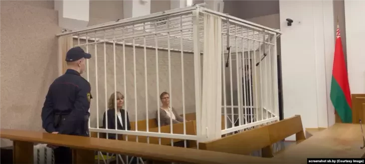 Liudmila Chekina and Maryna Zolatava in court.
